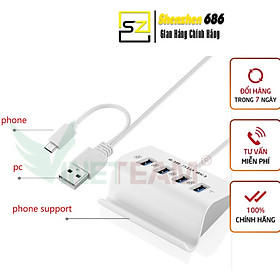 Mua Bộ chia 4 cổng USB OTG - HUB OTG kết nối bàn phím chuột với điện thoại chơi game pubg  ff  tốc chiến  minecraft kiêm giá đỡ điện thoại