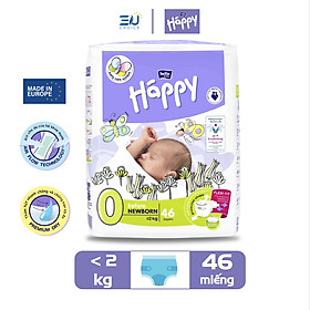 Bỉm T0, tã dán cao cấp BELLA HAPPY nhập khẩu Pháp 46 miếng cho bé dưới 2kg