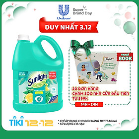 Nước Rửa Chén Diệt Khuẩn Sunlight Chanh Và Lá Bạc Hà Mới (3.6kg/Chai) - Mới