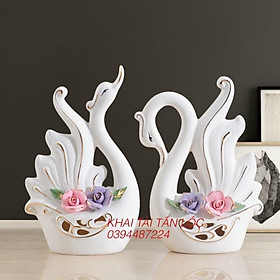 Mua Cặp thiên nga gốm sứ trắng trí phong thủy