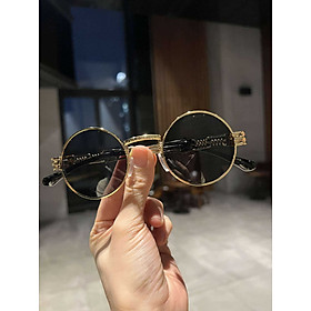 Kính râm Mắt tròn gọng kim loại vàng cao cấp + Tặng phụ kiện kính kèm theo