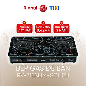 Bếp gas dương Rinnai RV-715Slim-SCH(Zi) mặt bếp kính SCHOTT và kiềng bếp men - Hàng chính hãng.