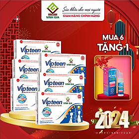 [Combo 6 tặng 1] hộp Viên Uống VIPTEEN VINH GIA Bổ Sung Canxi Nano D3 MK7 Tăng Chiều Cao Cho Trẻ 9 -18 tuổi (20 Viên)