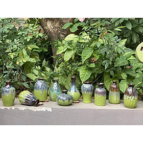 Mua lọ hoa mini gốm sứ Bát Tràng men hoả biến xanh lá