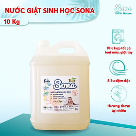 Nước giặt sinh học SONA 10kg giặt xả quần áo 2 trong 1 lưu hương suốt 24h 100% organic