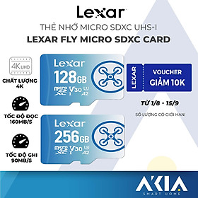 Thẻ nhớ micro SDXC 64GB/ 128GB/ 256GB Lexar FLY, chuyên dụng cho Flycam, lưu video 4K, tốc độ đọc 160MB/s, tốc độ ghi 90MB/s, BH 5 năm - Hàng chính hãng - 64GB