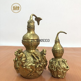Hồ lô bằng đồng phong thủy cao 15cm,vật phẩm phong thủy,tác dụng chiêu tài lộc