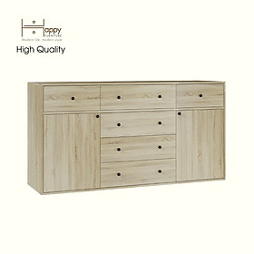 HAPPY FURNITURE , ZACY - Tủ lưu trữ 6 ngăn kéo 2 cửa mở, THK_219 , 160cm x 40cm x 82cm DxRxC, Sản phẩm phổ thông