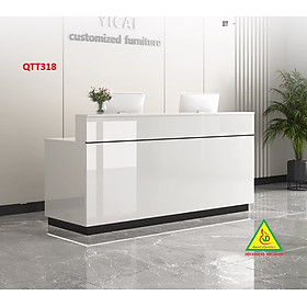 Quầy lễ tân công ty, quầy thu ngân, bàn dịch vụ thương mại đơn giản và hiện đại có đèn  QTT318