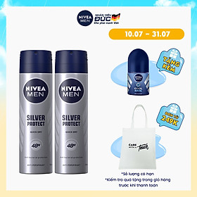 Bộ đôi Xịt Ngăn Mùi NIVEA MEN Silver Protect Phân Tử Bạc Giảm 99.9% Vi Khuẩn Gây Mùi (150mlx2) - 82959