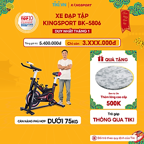 CHỈ GIAO HÀNG MIỀN NAM|  Xe đạp tập thể dục tại nhà Kingsport BK-5806 tải trọng tối đa 150kg, tích hợp đồng hồ thông minh đo nhịp tim và các thông số khi tập luyện, cân nặng phù hợp từ dưới 70-75kg