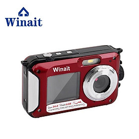 Máy ảnh kỹ thuật số không thấm nước Winait 5M 16x Zoom Underwater HD Cam 2.7inch LCD CMOS Trò chơi chống nước DC Double Màn hình camera: màu đỏ