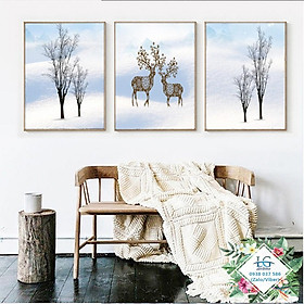 Mua Bộ 3 tranh canvas Cây và hươu nghệ thuật