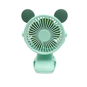 Quạt Sạc Mini Cao Cấp Tiện Dụng 3 Tốc Độ Gió, Để Bàn Có Đế Kẹp Giữ, Đèn Led Và Usb Cắm Sạc - Màu Xanh Ngọc