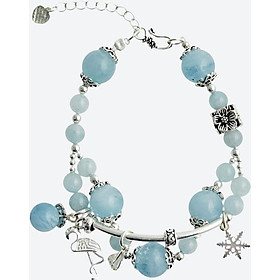 Vòng tay đá hải lam ngọc charm hồng hạc Ngọc Quý Gemstones