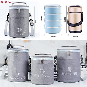 Túi Giữ Nhiệt 3 Lớp Cho Hợp Cơm Văn Phòng Màu Xám Be Siêu Dày Chống Thấm Nươc Cao Cấp Chính Hãng Amalife