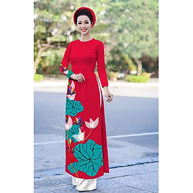 ÁO DÀI TRUYỀN THỐNG LỤA NHẬT IN HOA SEN