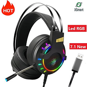 Tai Nghe Chụp Tai Chuyên Game Máy Tính XSmart K3 Super Gaming Giả Lập 7.1 USB LED RGB Chống Ồn, Tạp Âm, Siêu Bass - Hàng Chính Hãng