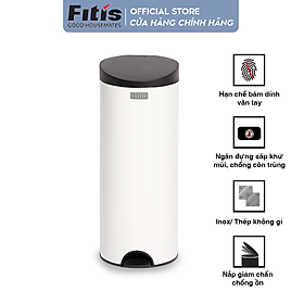 Mua Thùng rác inox FITIS đạp tròn lớn RPL1-904 - trắng - 15L