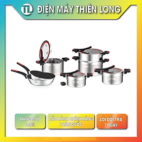 Mua Bộ nồi chảo inox Elmich Milano EL-8272 liền khối size 16 18 20 nồi hấp 22  chảo 20  26cm - Hàng chính hãng