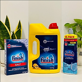 Combo Bột rửa bát finish 2.5kg+Nước làm bóng finish 800ml+Muối rửa bát