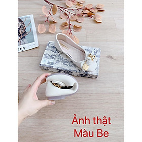 Giầy búp bê nữ khuy gấu đế bệt da mềm Mã K07Mã 2123