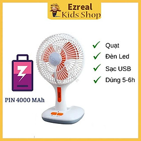 Mua Quạt Tích Điện Ông Tây KM-F0166 Có Đèn Gấp Gọn Tiện Lợi - Quạt Gấp Gọn Để Bàn