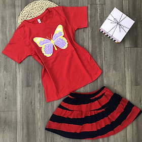 Set Áo Thun Tay Ngắn Phối Chân Váy Sành Điệu Họa Tiết Hình Đẹp Cho Bé Gái Size Đại Cồ từ 30 Đến 42kg