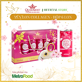 Nước Yến lon Collagen Queennest 190ml - hộp 6 lon - Hàng Chính Hãng