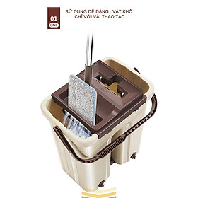 Mua BỘ CHỔI LAU NHÀ 360 ĐỘ GẠT NƯỚC THÔNG MINH CÓ THÙNG TẶNG KÈM 2 BÔNG LAU
