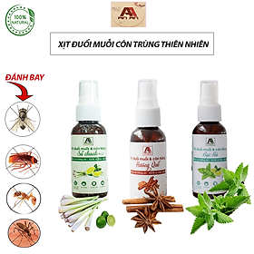 Xịt đuổi muỗi và côn trùng thảo mộc  An An (50ml), Tinh chất  Quế, Bạc Hà, Sả Chanh , 100% thiên nhiên. An toàn với trẻ sơ sinh và trẻ nhỏ