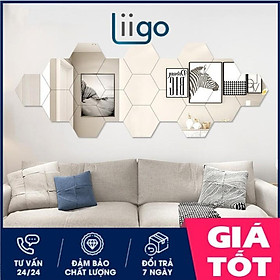 Mua Bộ 12 miếng gương dán tường 3D hình lục giác 11x11 cm
