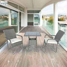 Mua WEGO Bộ sofa ngoài trời bằng mây nhựa xếp chồng/ Bàn ghế sân vườn/Bàn ghế ban công - BISTRO 2 GHẾ XẾP CHỒNG (STACKING CHAIRS)/ Balcony set/ Garden set/ Pool set