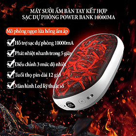 Mua Máy sưởi ấm bàn tay kết hợp sạc dự phòng Power Bank 10000mA  điều chỉnh 3 mức nhiệt với màn hình led hiển thị nhiệt độ