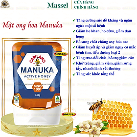 Mật ong hoa Manuka Capilano Active Honey MGO 100+ tăng sức đề kháng, giảm ho, viên họng, dưỡng ẩm da và môi cang mềm mịn (340g) - Massel Official