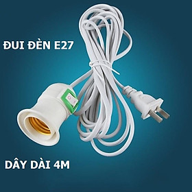Mua Đui đèn dây điện dành cho bóng led liền dây E27 có công tắc dài 4m màu trắng chống vỡ  chống thấm nước   Đuôi đèn tròn   chui cho bóng đèn chữ U