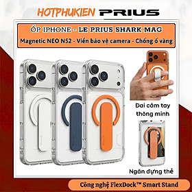 Ốp lưng từ tính đai đeo tay FlexDock Smart Stand + ngăn đựng thẻ cho iPhone 17 Pro Max Hiệu Le Prius Magnetic Neo N52 - Đệm khí chống sốc, chống ố vàng, Gờ viền bảo vệ camera, thiết kế linh hoạt an toàn - Hàng nhập khẩu