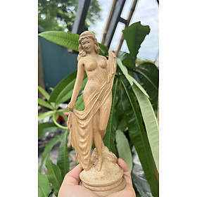 Mua Tượng thiếu nữ bán hỏa thân bằng gỗ bách xanh thơm nức kt cao 20×7×7cm