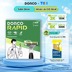 Bộ Dao Cạo Râu 2 Lưỡi Dorco Rapid Gồm 1 Cán 7 Đầu Cạo