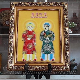 Mua Bài vị CẬU TÀI - CẬU QUÝ khung vàng 31cm*38cm khung Xoắn đẹp (tặng kèm bột ngũ vị bao sái)