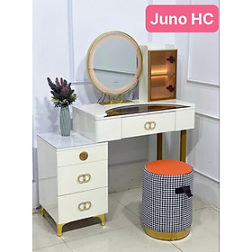 Bàn trang điểm HC Juno Sofa bọc da mặt kính gương led cảm ứng 