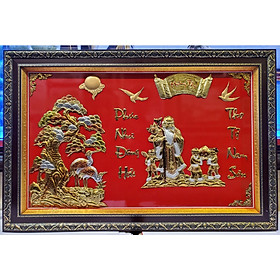 Tranh mừng thọ, chúc thọ -ÔNG BÀ- CỤ ÔNG- CỤ BÀ (ĐỒNG VÀNG NGUYÊN CHẤT 100%)