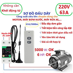 Công tắc điều khiển từ xa rf công suất lớn 63A (5000W) tầm xa 5000m điều khiển từ xa máy bơm nước, công tắc máy bơm