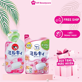 Combo Sữa Tắm Sáng Da Hương Hoa Hồng Cow Milky Body Soap Citrus ( Chai 550 mL Và Túi 400 mL )