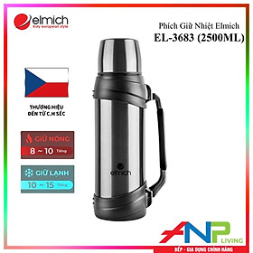 Phích Giữ Nhiệt 3 lớp, Inox 304 Tráng bạc Elmich EL-3688 (Dung tích 2500ml / Giữ Nóng 8h - Giữ Lạnh 12h) - Hàng Nhập Khẩu Chính Hãng