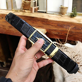 Dây thắt lưng da Cá sấu liền 4cm - Bản lớn phù hợp vòng eo bự! (mặt vàng)