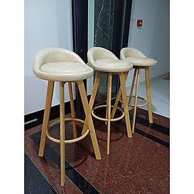 Mua Ghế quầy bar màu nâu CB2130-P Ghế đảo bếp nệm bọc PVC màu nâu xoay 360 độ lưng tựa thấp có chân sắt sơn giả gỗ