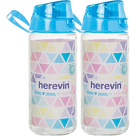 Combo - 2 Bình Nước Thể Thao Thuỷ Tinh Herevin 500ml 111804