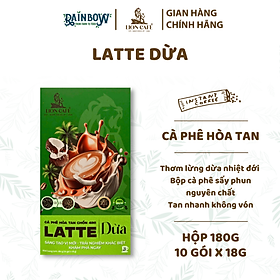 LION CAFE - Cà phê hòa tan 4in1 - Latte Dừa - Hộp 180g (10 gói x 18g)