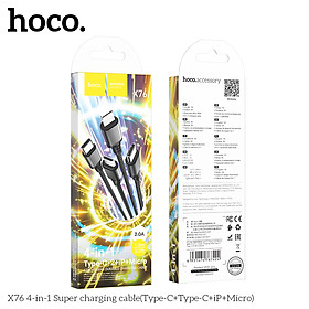 Mua Dây cáp sạc 4 đầu 2A Hoco X76 dài 1m bọc dù siêu bền  dây sạc đa thiết bị hàng chính hãng Hoco Mall Official